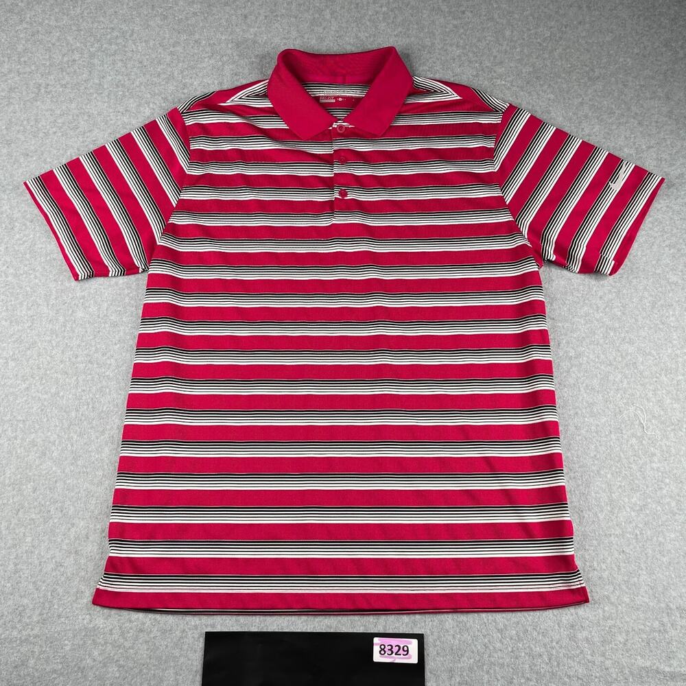 Nike Golf Tour Performance Polo Shirt Large Pink Striped Casual Lightweight Mens
